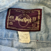 J- Vintage Hard Rock Cafe Hollywood Guitars Graphic Denim Button Down Shirt - XL