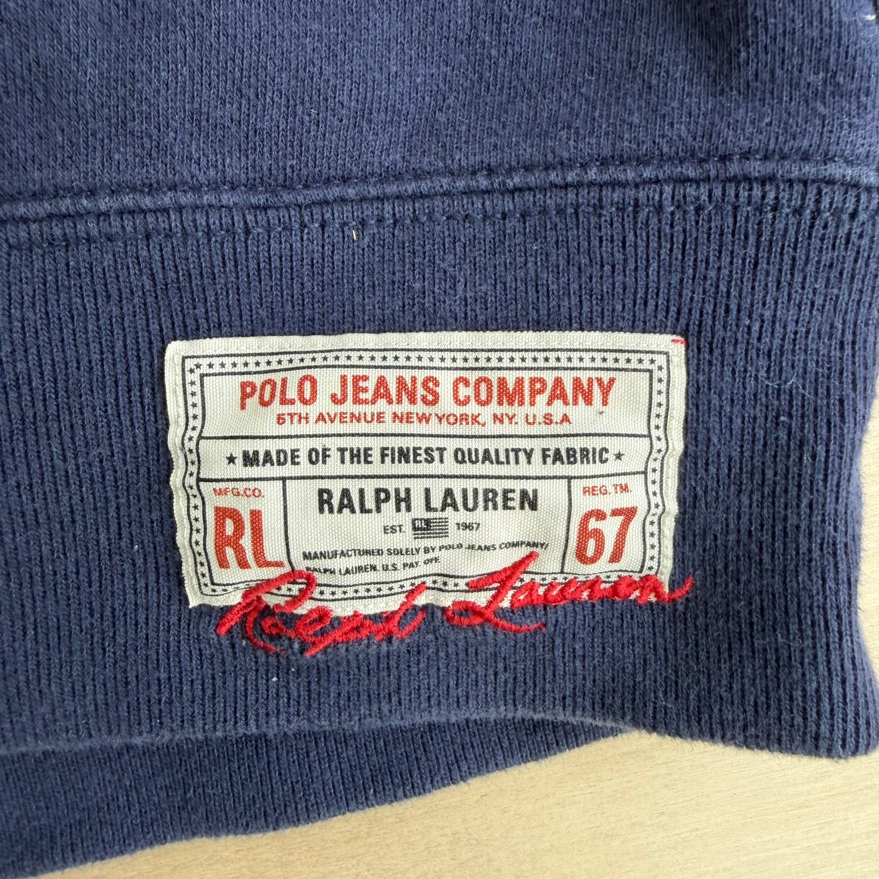 J- Vintage Polo Jeans Ralph Lauren Embroidered Logo Text Crewneck - L