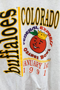 Z - Vintage Single Stitch 1991 University Of Colorado Buffalo Orange Bowl Tee