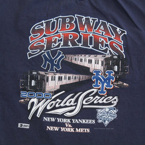 F- Vintage 2000 New York Yankees Vs Mets MLB Subway Series Logo Athletic Tee