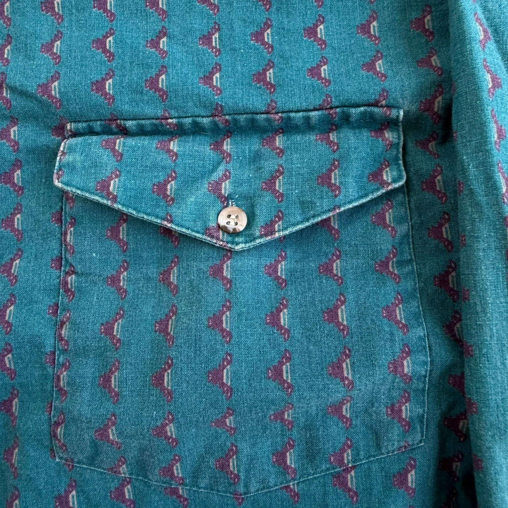 J- Vintage Bury Country Western Pattern Button Down Shirt - L