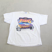 F- Vintage 1996 Andys Picnic Hot Rod Car Graphic Tee