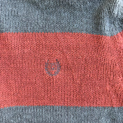 J- Vintage Chaps RL Embroidered Logo Maroon/Navy Quarter Zip Knit Sweater - M