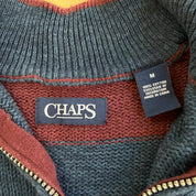J- Vintage Chaps RL Embroidered Logo Maroon/Navy Quarter Zip Knit Sweater - M
