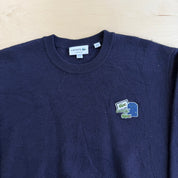 J- Vintage Lacoste Embroidered Logo Black Knit Sweater - 3XL