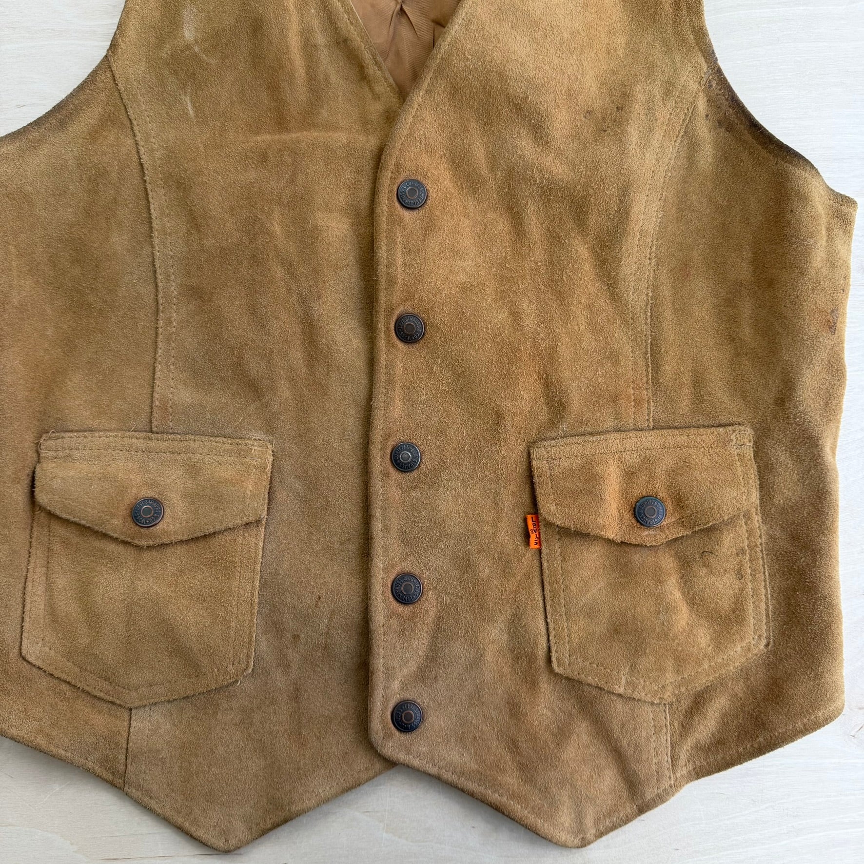 J- Vintage Levi's Orange Tab Suede Western Vest - M