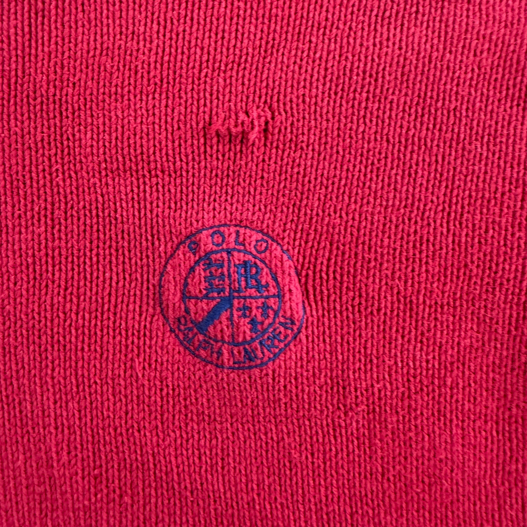 J- Vintage 90s Polo RL Embroidered Logo Red Knit Sweater - M