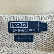J- Vintage 90s Polo RL Embroidered Logo Maroon/Beige Striped Knit Sweater - L