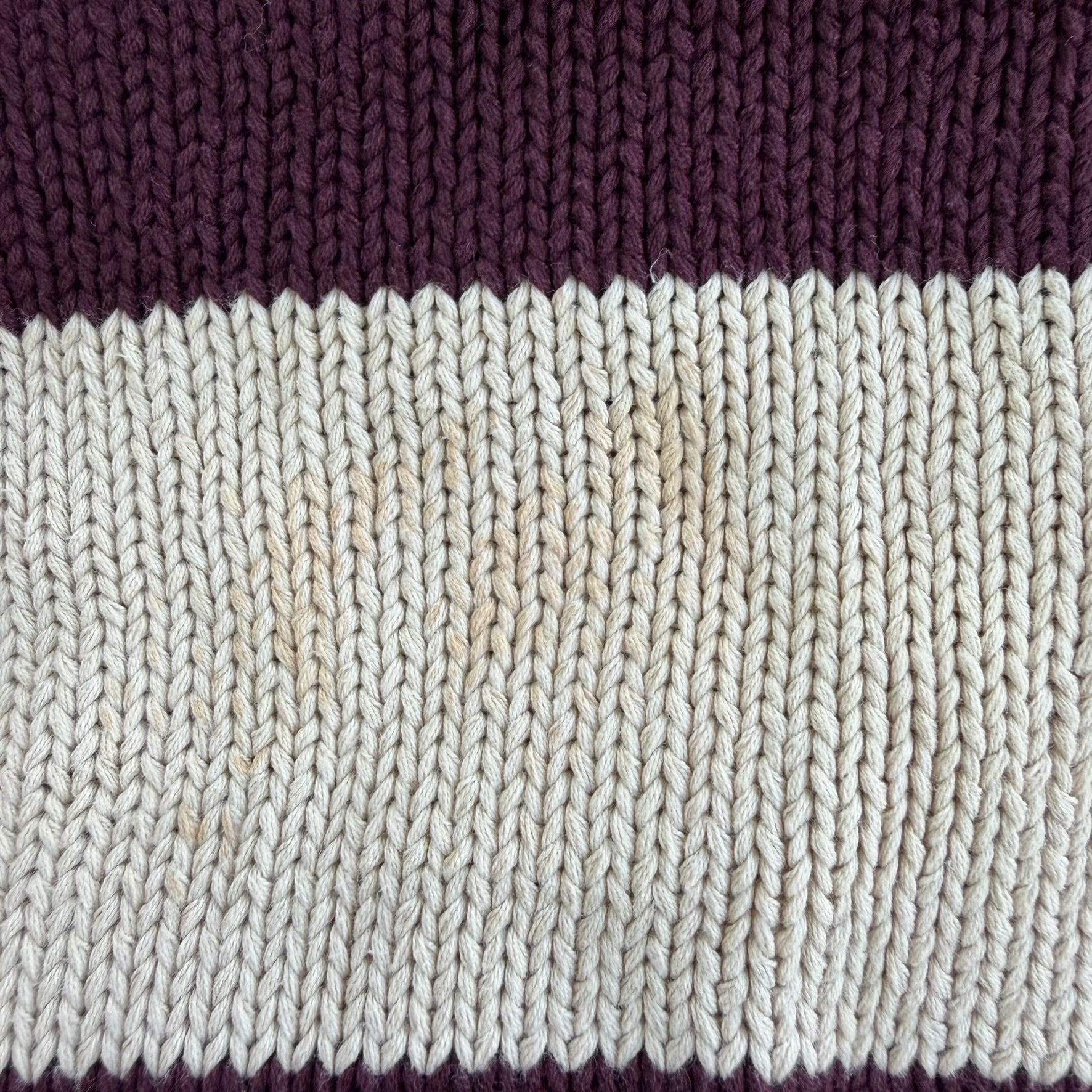J- Vintage 90s Polo RL Embroidered Logo Maroon/Beige Striped Knit Sweater - L