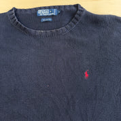 J- Vintage 90s Polo RL Embroidered Logo Navy Knit Sweater - L