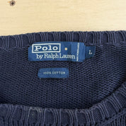 J- Vintage 90s Polo RL Embroidered Logo Navy Knit Sweater - L