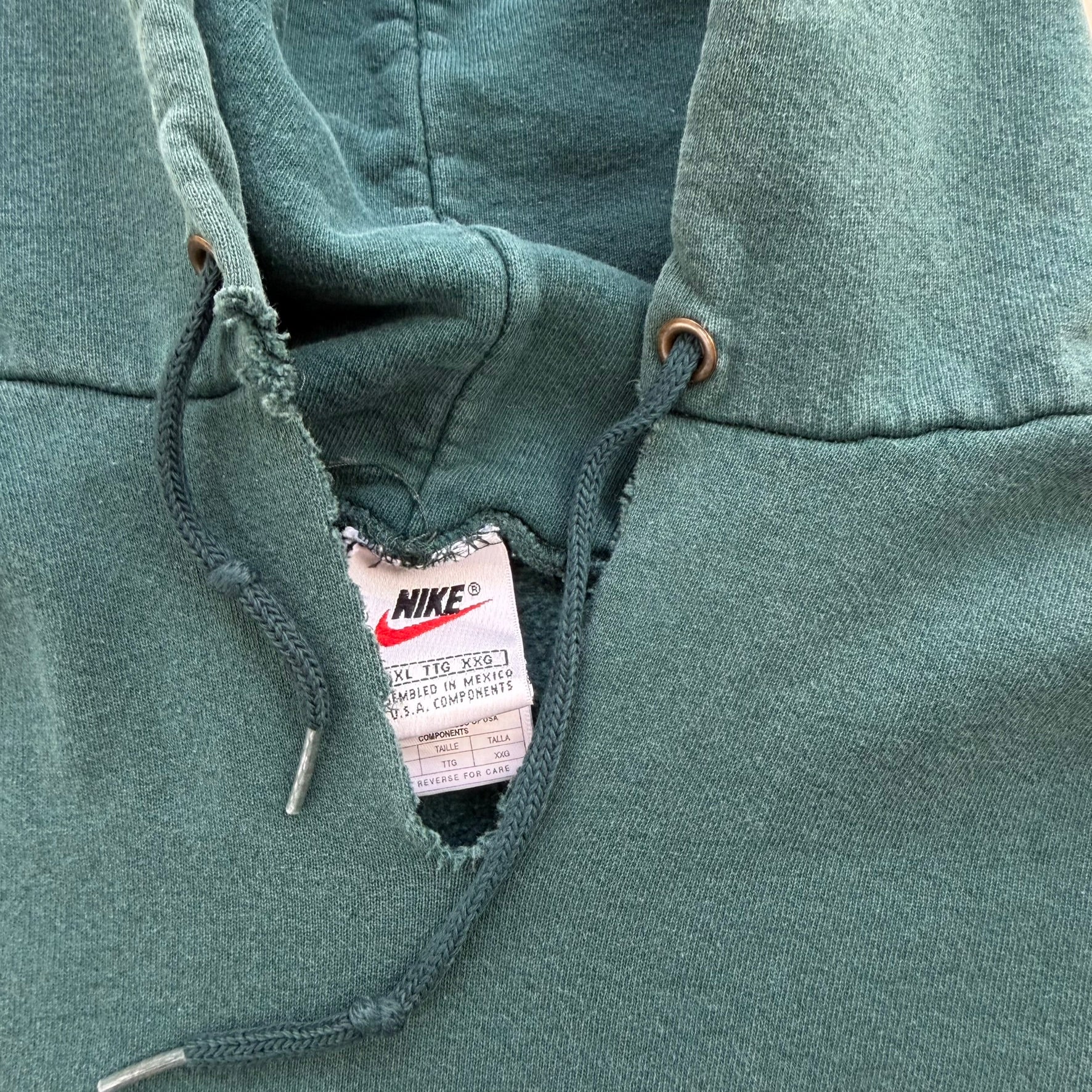 J- Vintage 90s Nike Embroidered Swoosh Forest Green Hoodie - 2XL