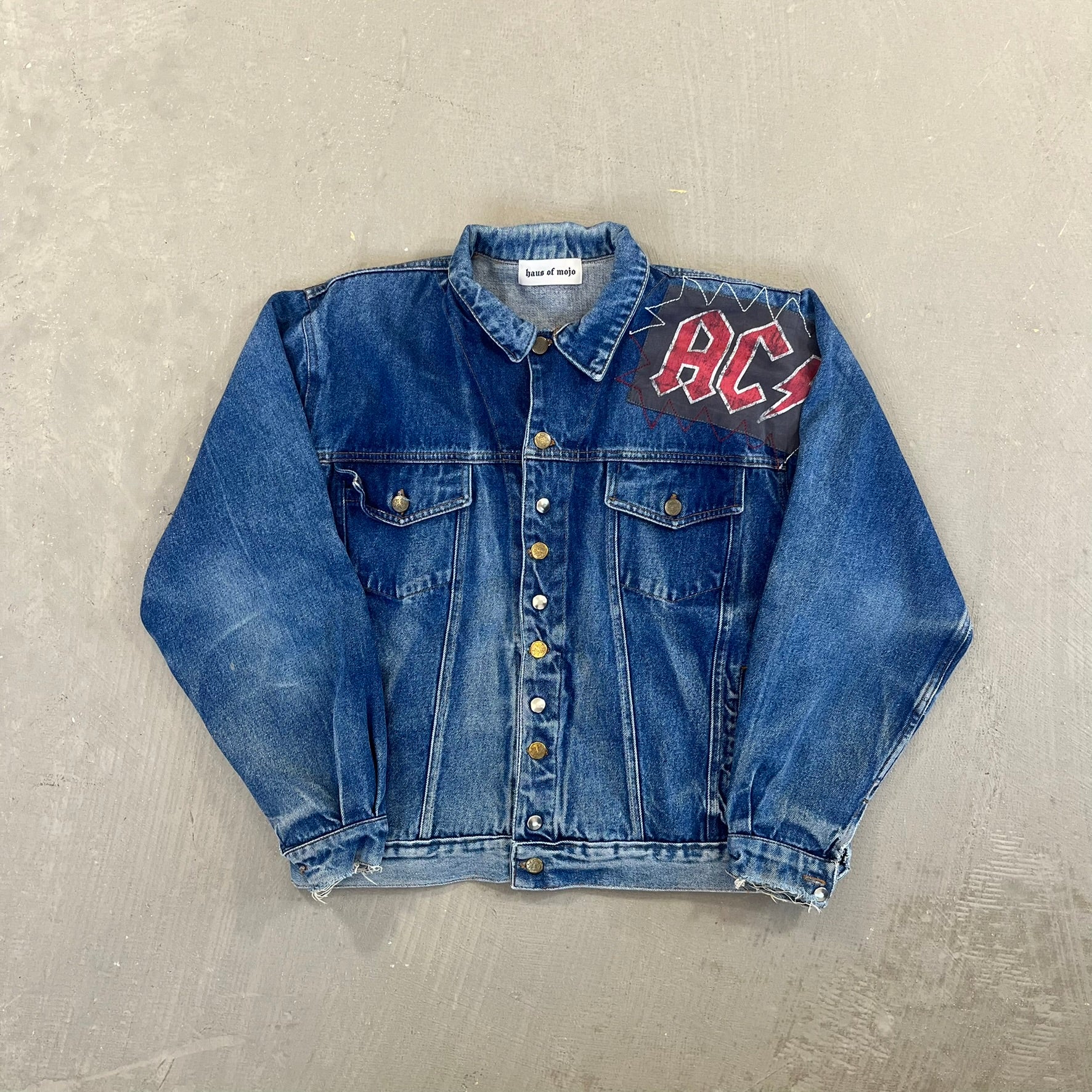F- HOM AC/DC Blow Up Your Video Reworked Custom Denim Jacket