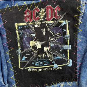 F- HOM AC/DC Blow Up Your Video Reworked Custom Denim Jacket