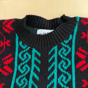 J- Vintage 90s Touch Me Patterned Made In USA Knit Sweater - XL