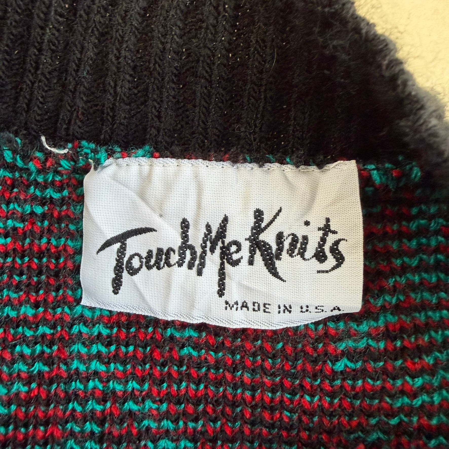 J- Vintage 90s Touch Me Patterned Made In USA Knit Sweater - XL