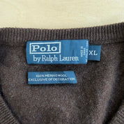 J- Vintage 90s Polo RL Embroidered Logo Brown Knit Sweater - XL
