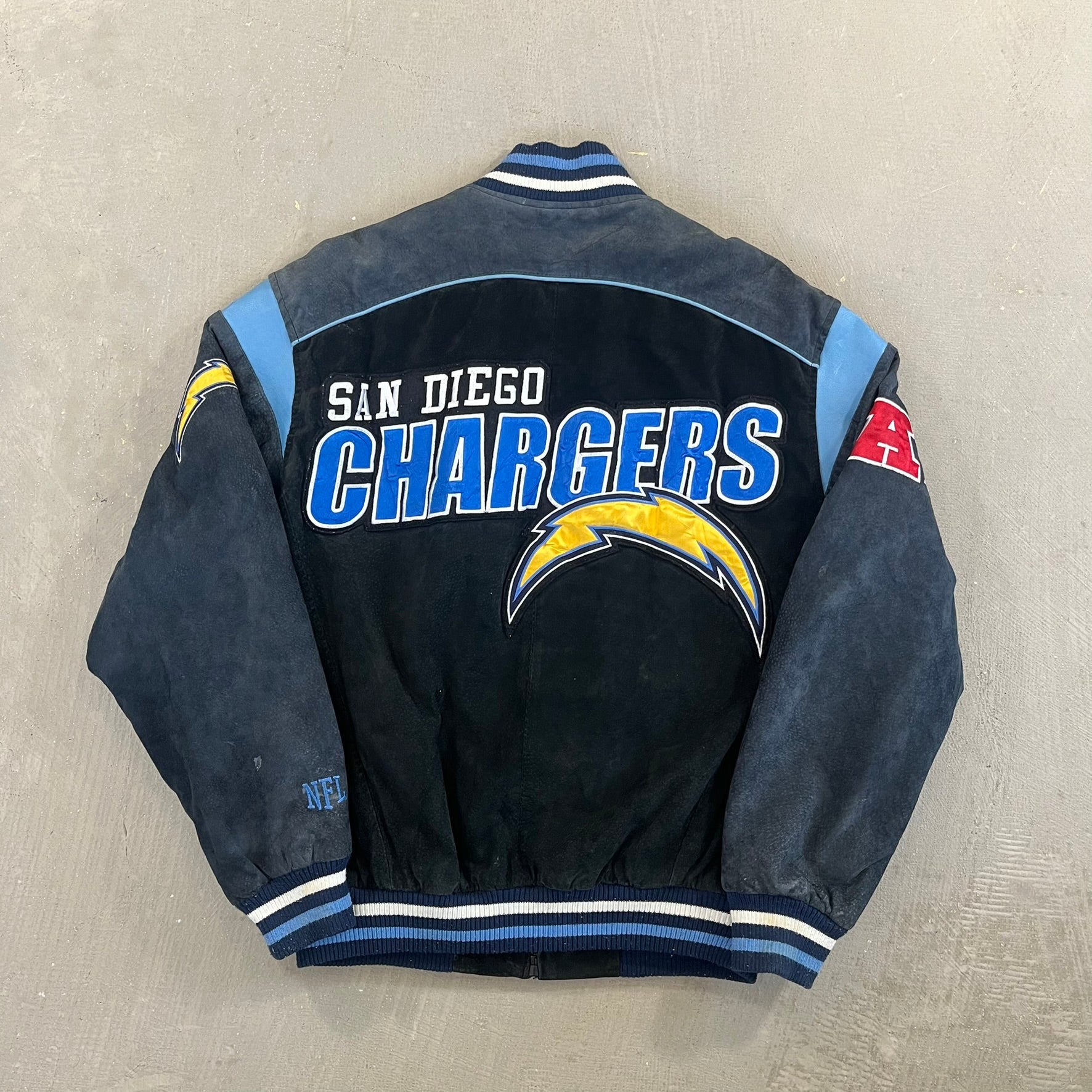 F- Vintage San Diego Chargers NFL Suede Jacket