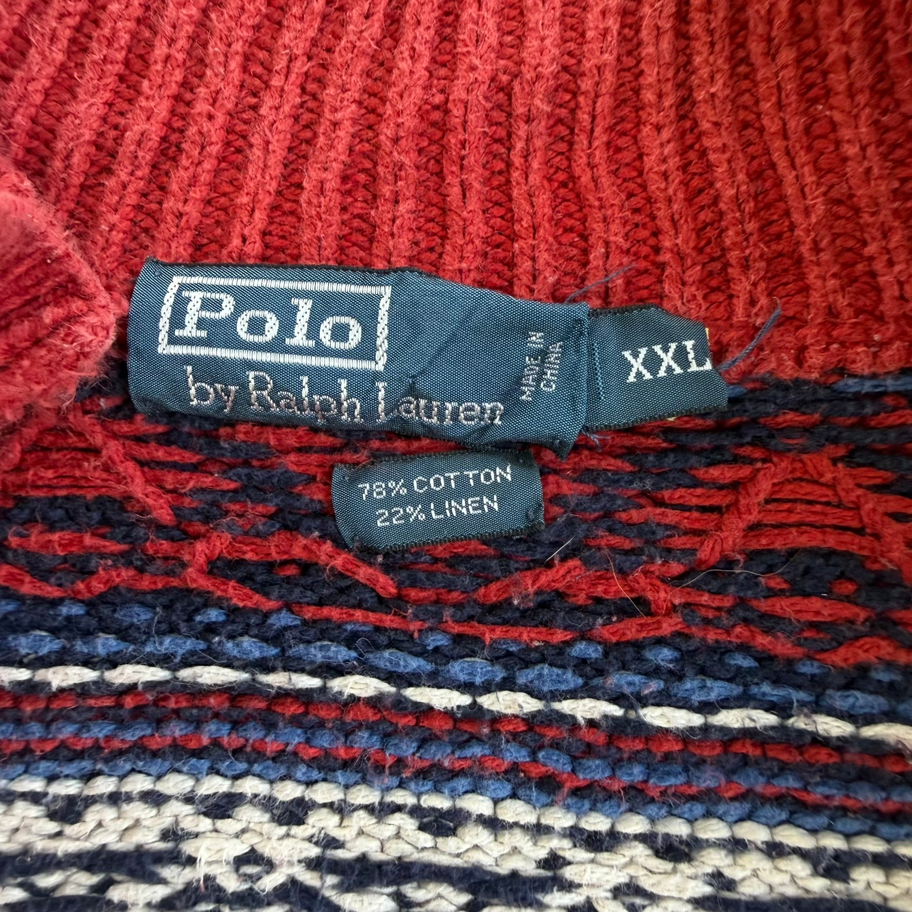 J- Vintage Polo RL Patterned Cardigan Knit Sweater - 2XL