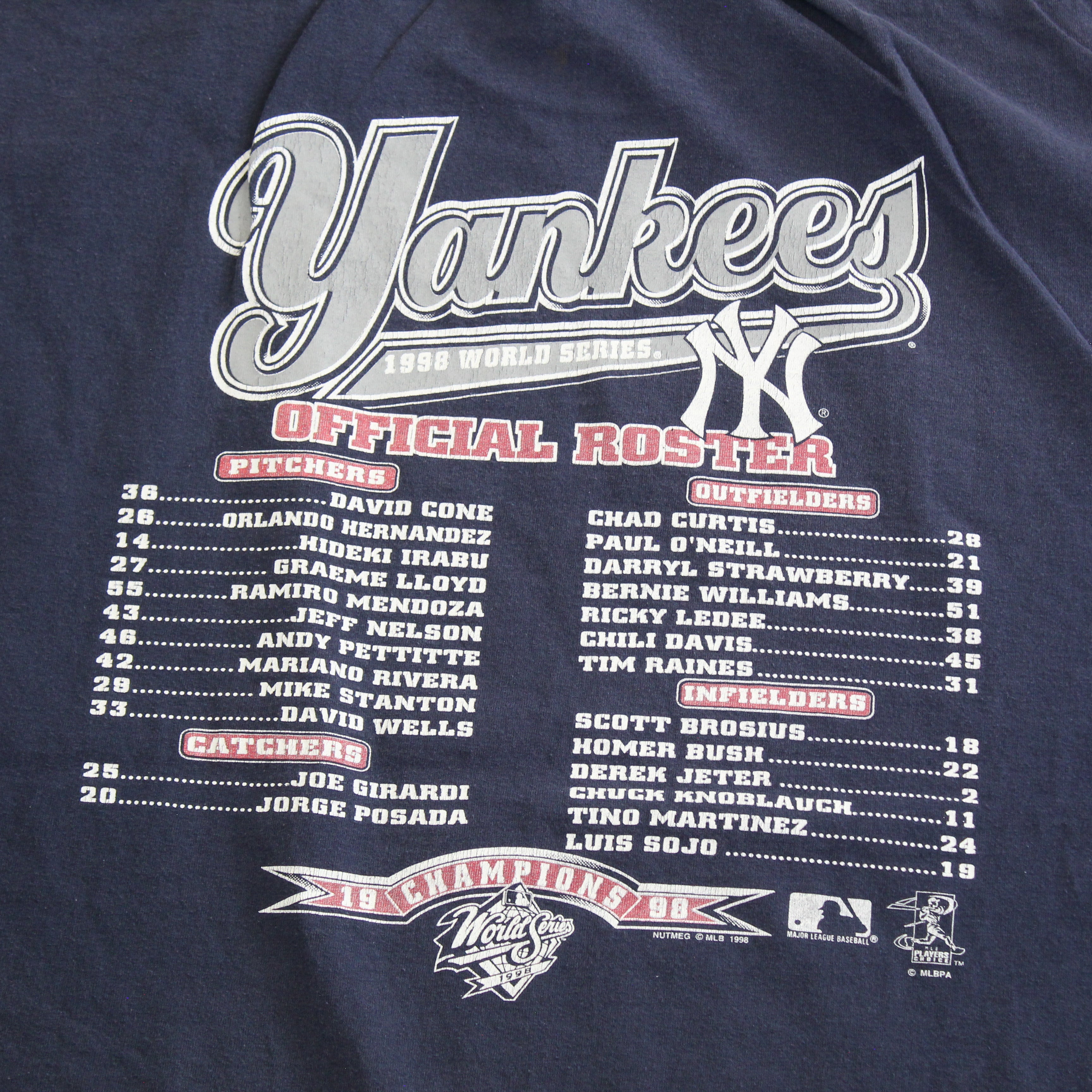 F- Vintage 1998 New York Yankees MLB World Series Champs Lee Tee