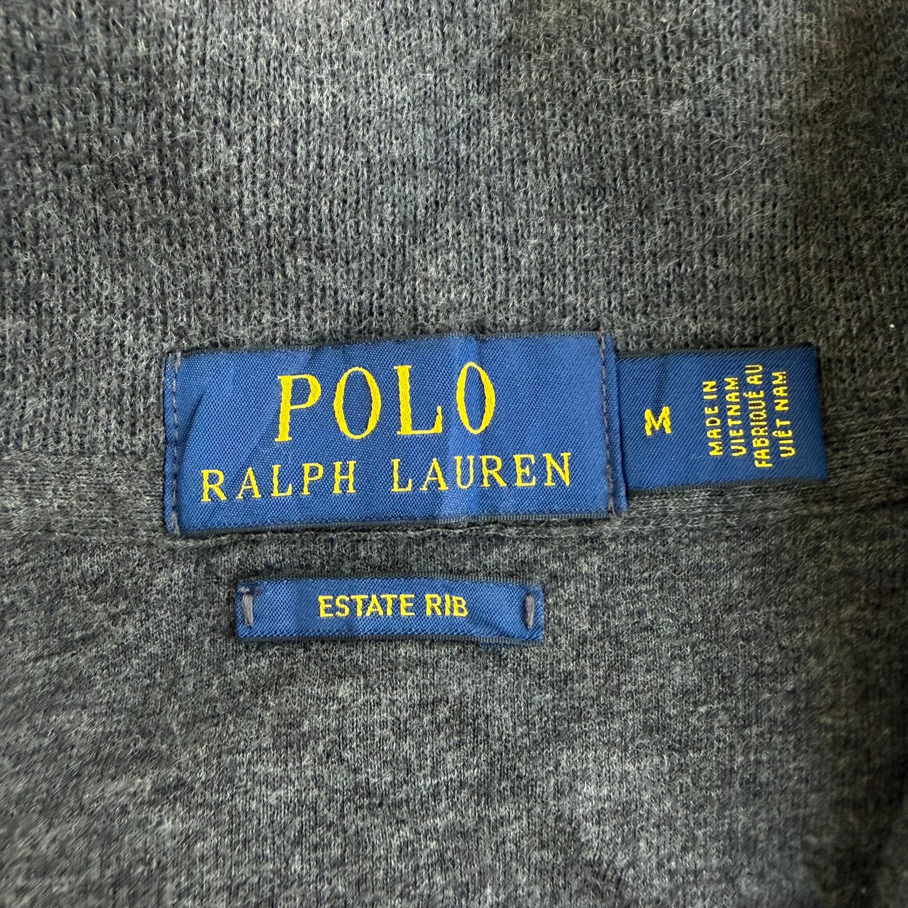 J- Vintage Polo RL Embroidered Logo Dark Grey Quarter Zip Sweater - M