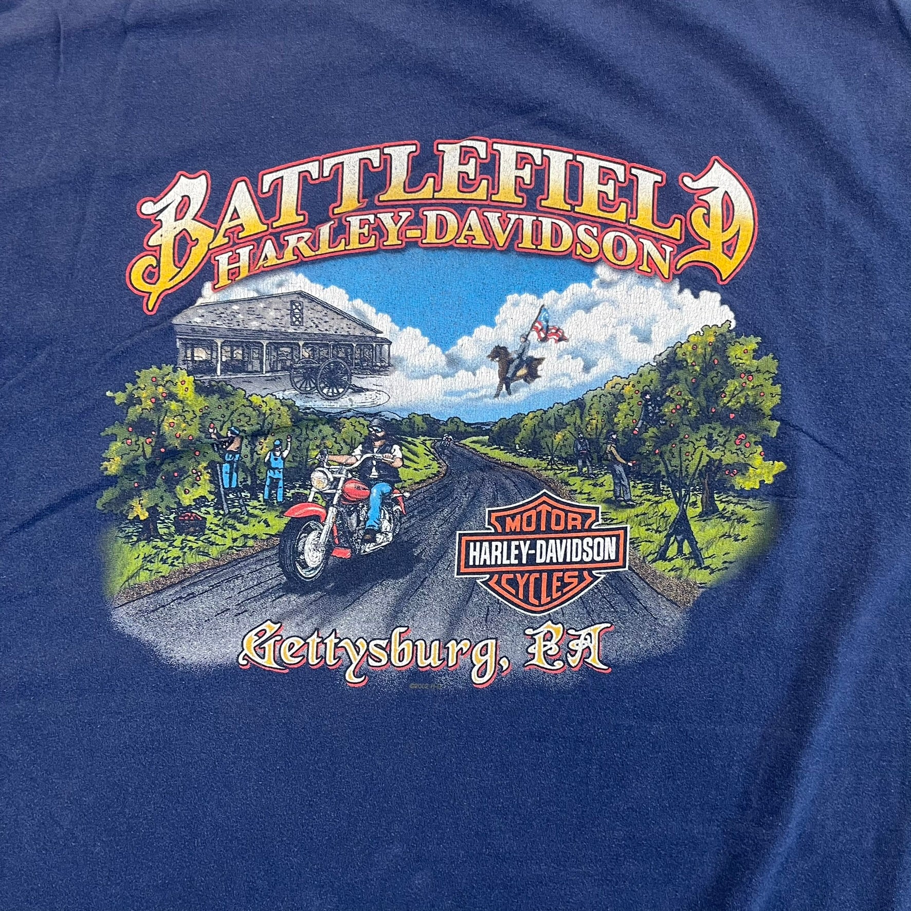 F- Vintage '02 Harley Davidson Gettysburg Pa Survivor Tee