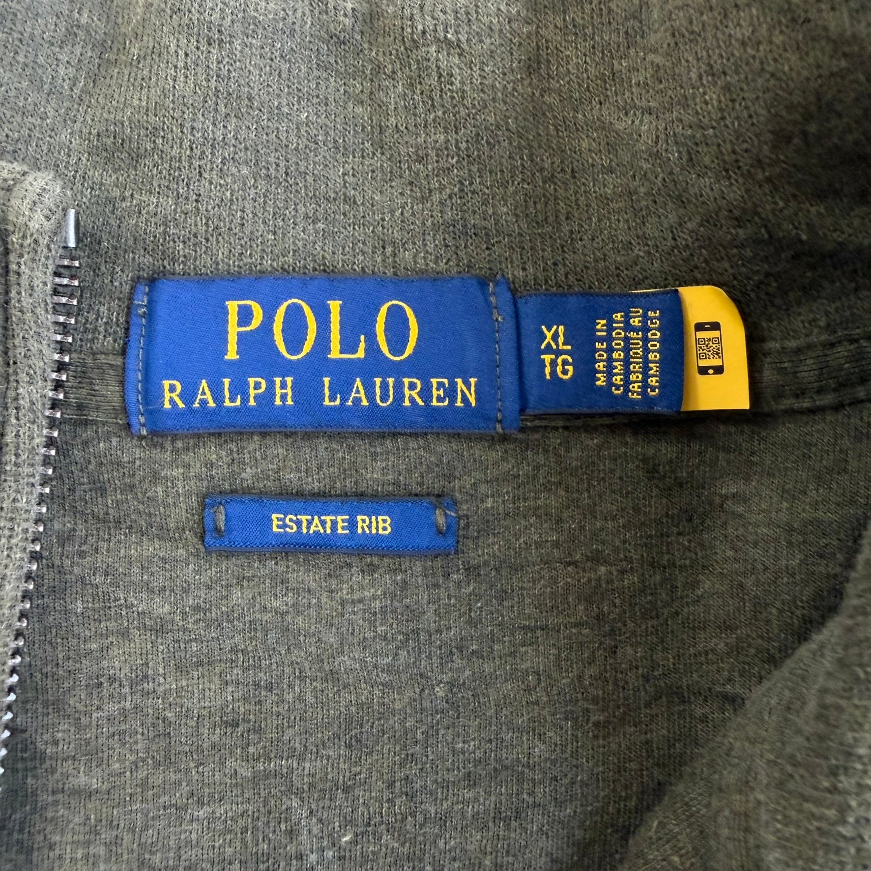 J- Vintage Polo RL Embroidered Logo Olive Green Quarter Zip Sweater - XL