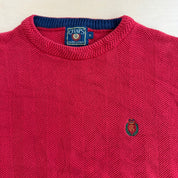 J- Vintage Chaps RL Embroidered Crest Red Knit Sweater - XL