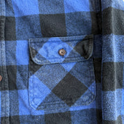J- Vintage Schmidt Workwear Blue/Black Plaid Button Down Flannel Shirt - XL Tall