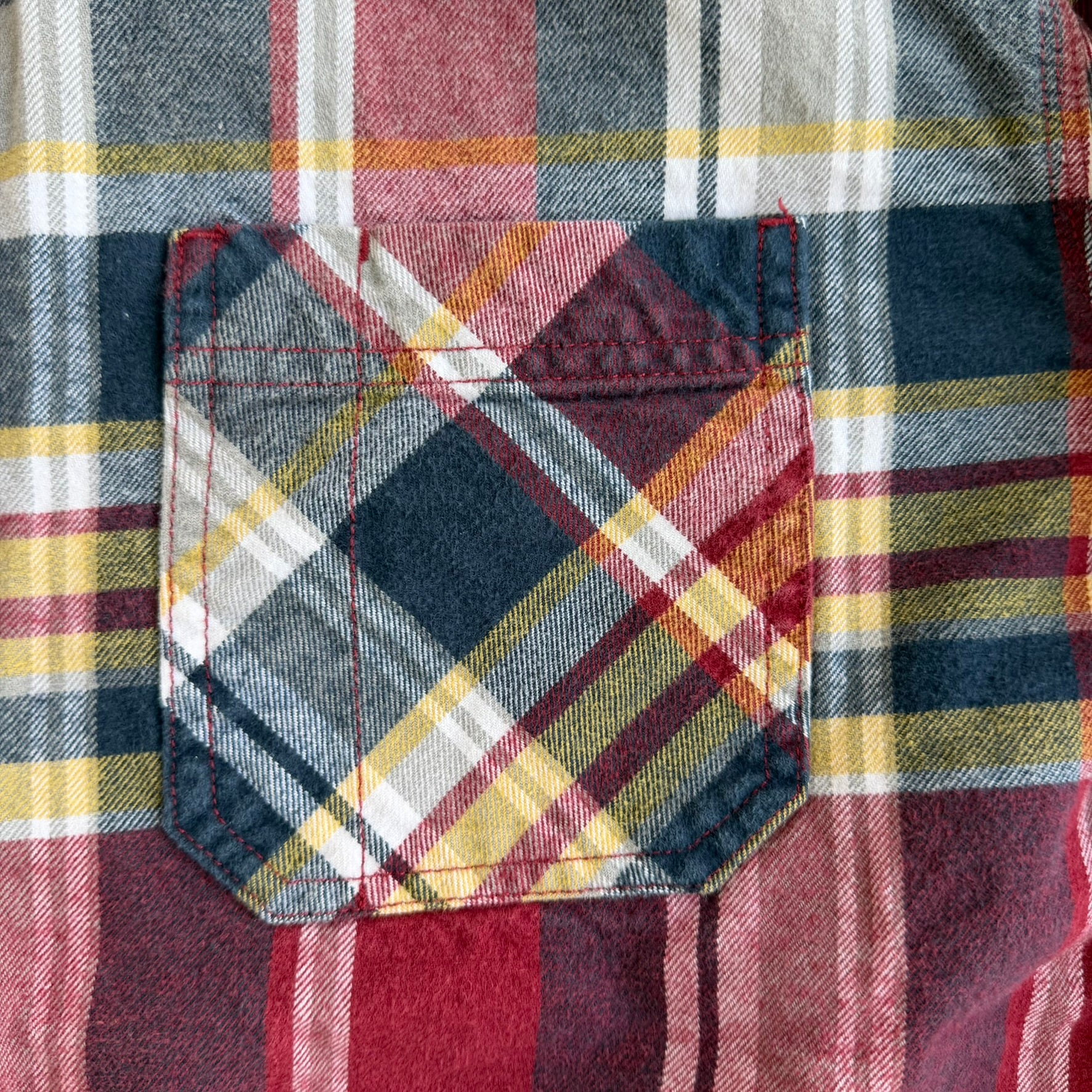 J- Vintage Schmidt Workwear Red/Navy Plaid Button Down Flannel Shirt - L