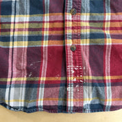 J- Vintage Schmidt Workwear Red/Navy Plaid Button Down Flannel Shirt - L