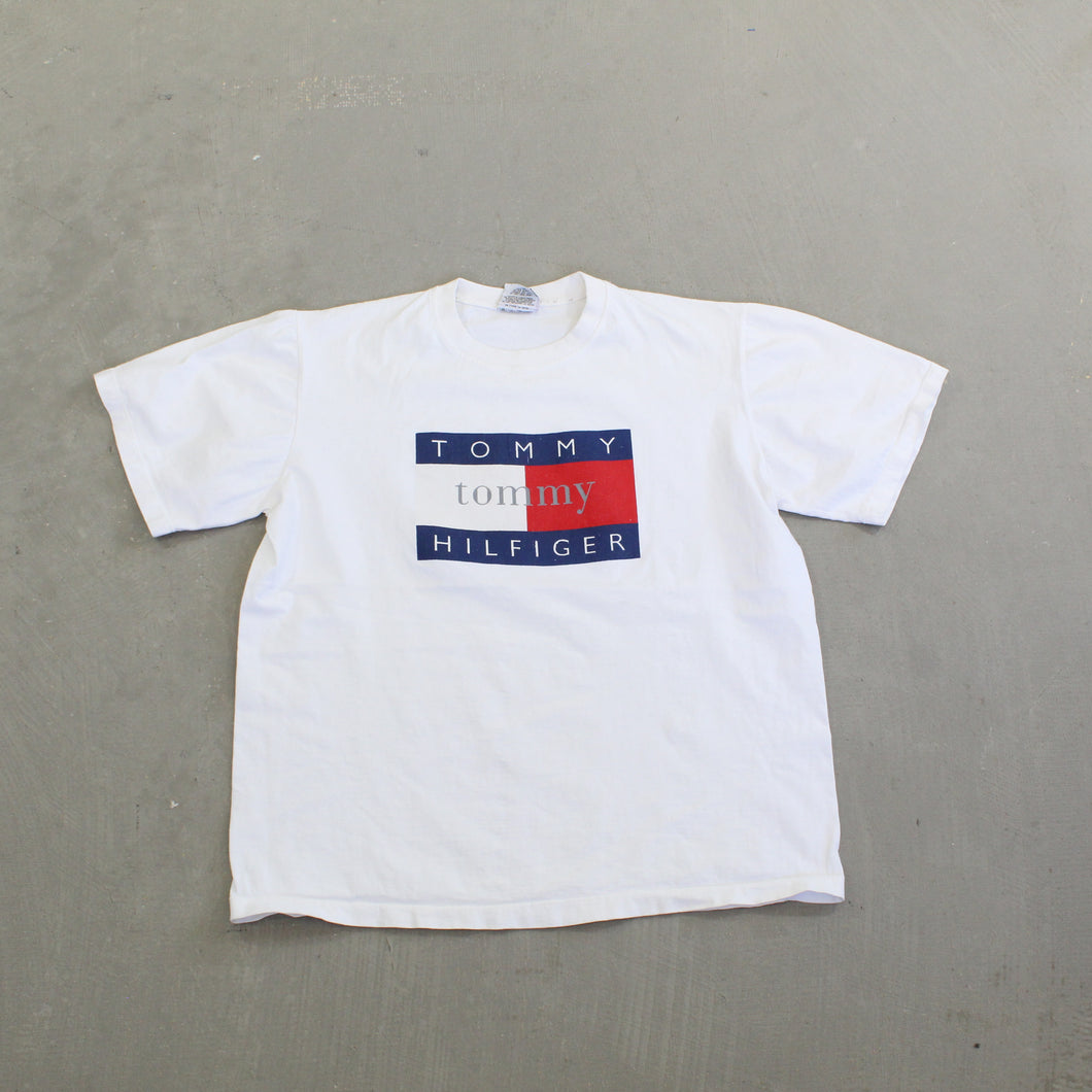 F- Vintage Tommy Hilfiger Logo & Text Tee