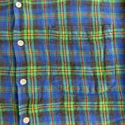 J- Vintage Gap Blue/Green Plaid Button Down Flannel Shirt - L