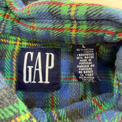 J- Vintage Gap Blue/Green Plaid Button Down Flannel Shirt - L