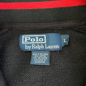 J- Vintage Polo Ralph Lauren Embroidered Logo Zip Up Black Track Jacket - XL