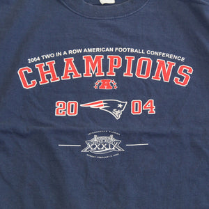 F- Vintage 2004 Patriots NFL AFC Champs 2 Years In A Row Tee