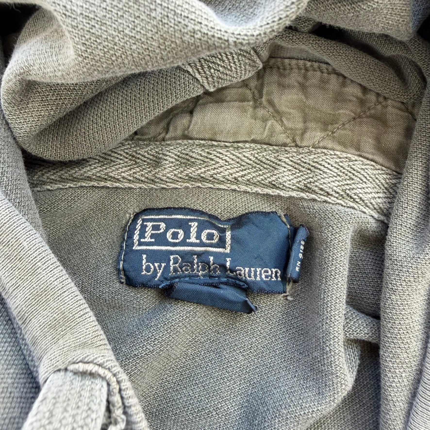 J- Vintage Polo Ralph Lauren Embroidered Logo Olive Green Lightweight Hoodie - XL