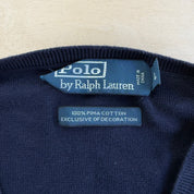 J- Vintage Polo Ralph Lauren Embroidered Logo V-Neck Knit Sweater - L