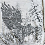 J- Vintage Eagle In Forest All Over Print Made In USA Crewneck - XL