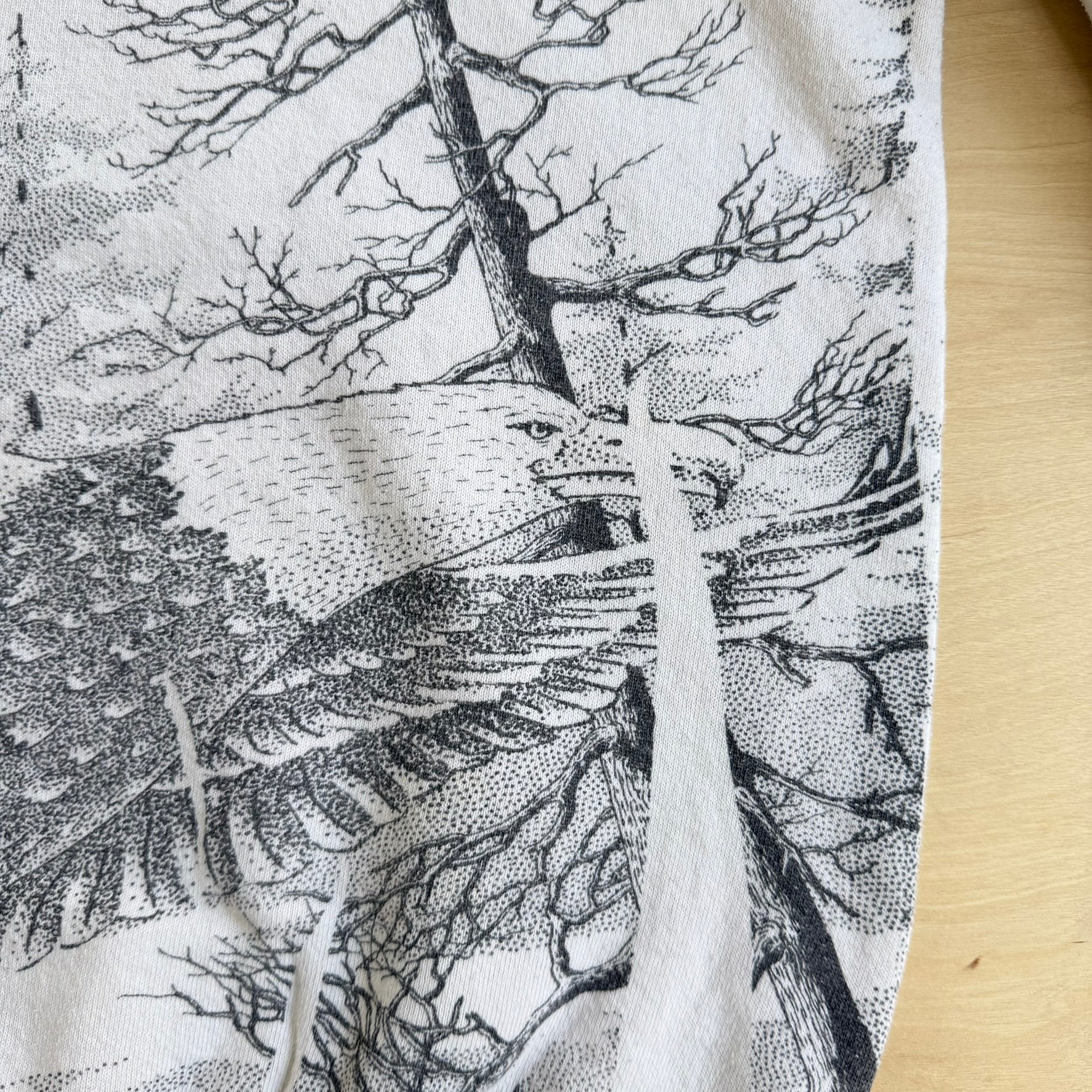 J- Vintage Eagle In Forest All Over Print Made In USA Crewneck - XL