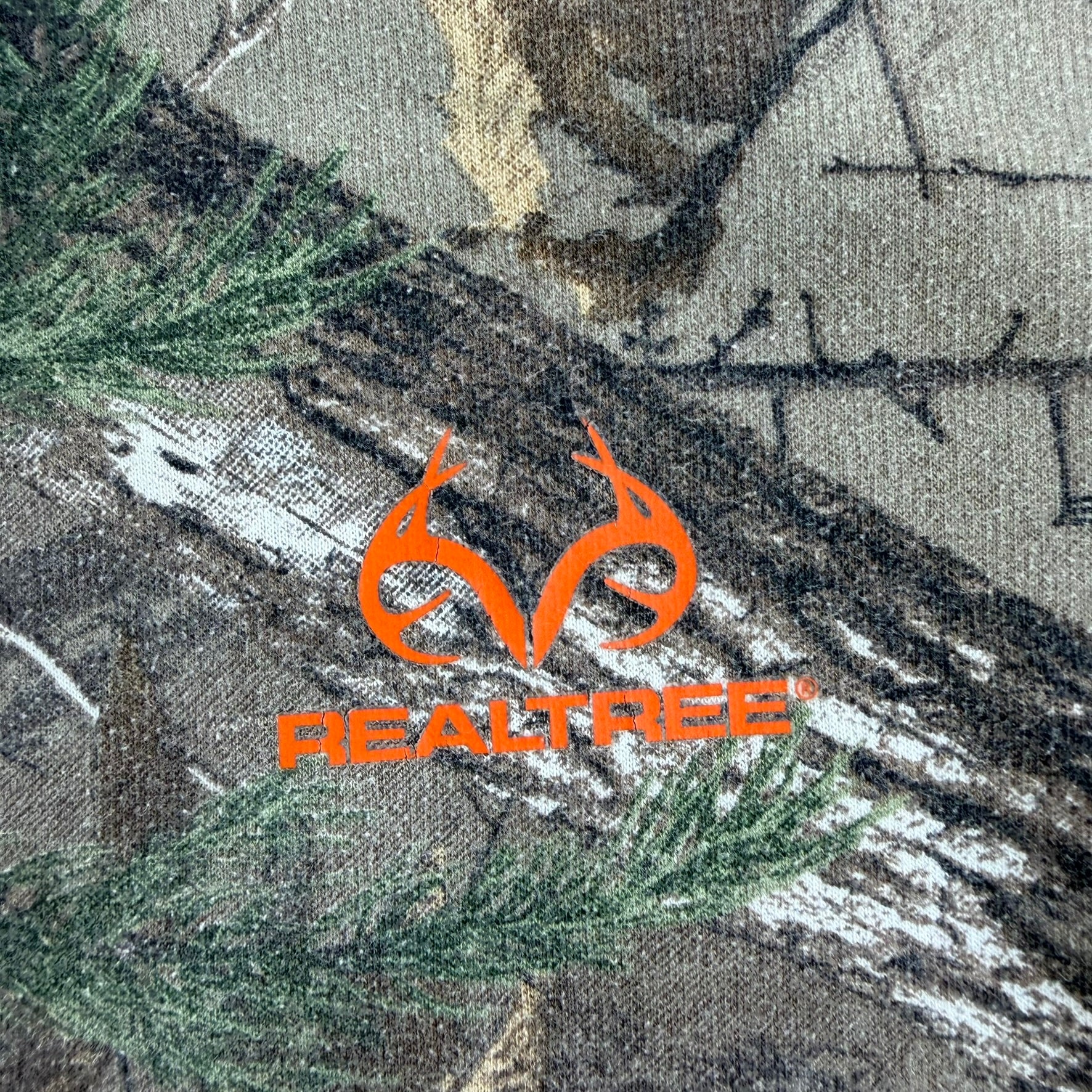 J- Vintage Real Tree Camo Orange Logo Hoodie - M