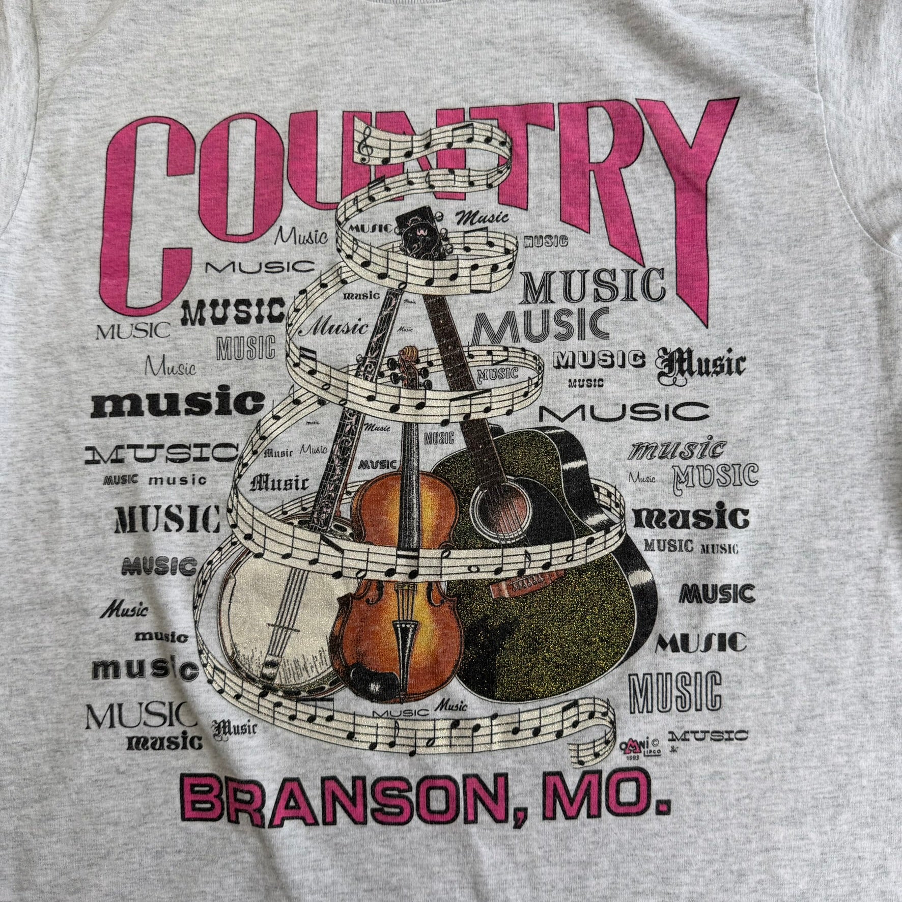 J- Vintage '93 Country Music Branson Missouri Graphic Made In USA Single Stitch Tee - M