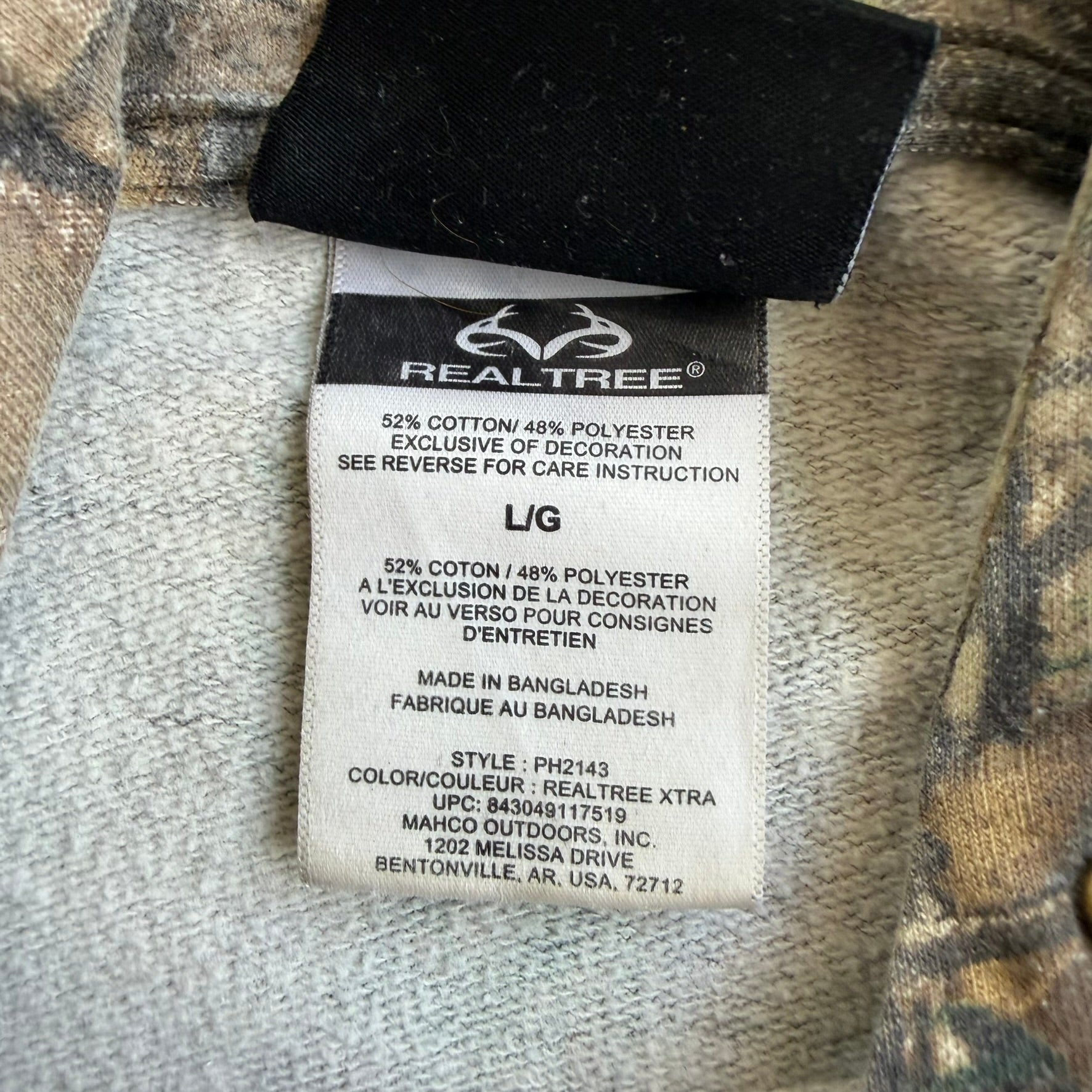 J- Vintage Real Tree Camo Orange Logo Hoodie - L