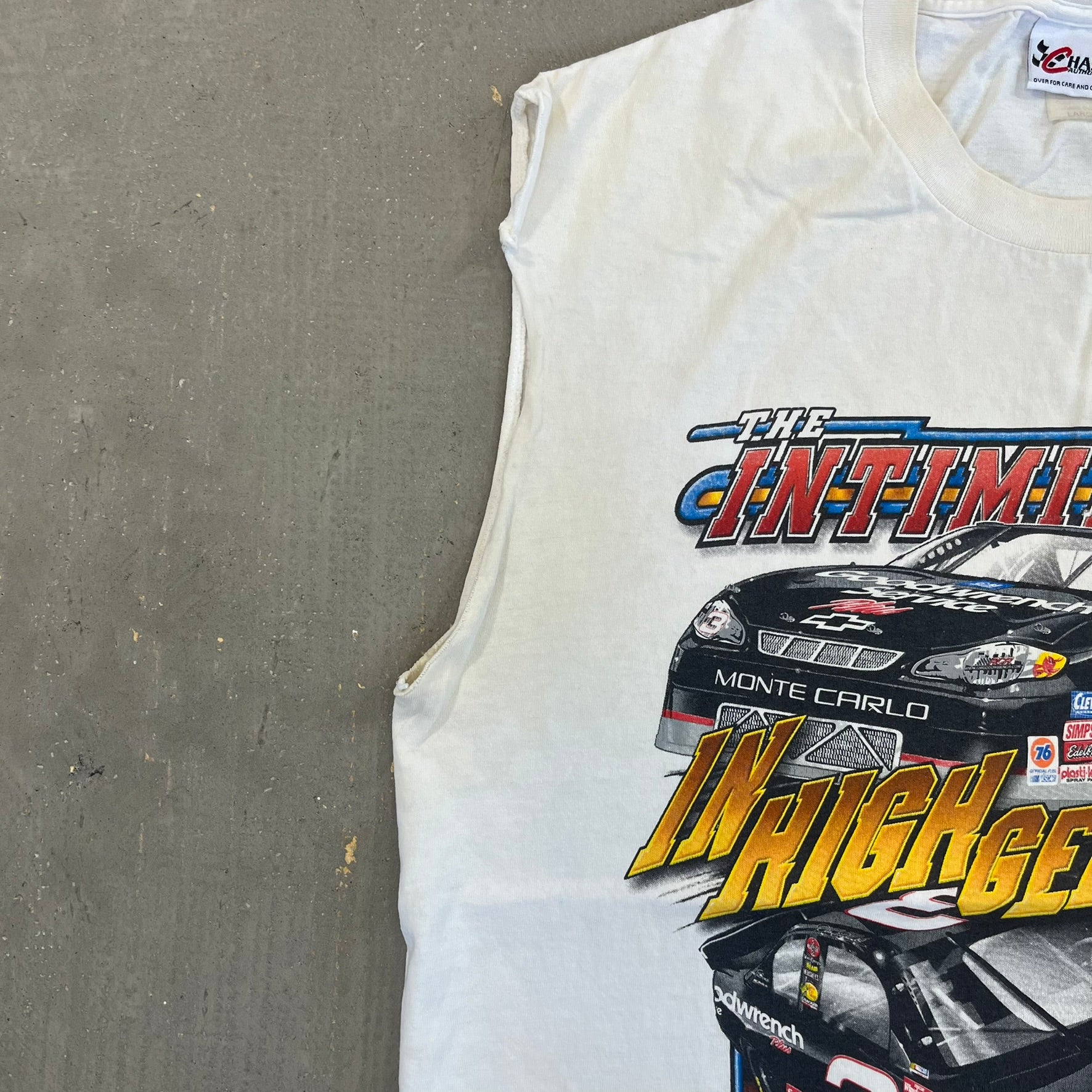 F-  Vintage Nascar Dale Earnhardt The Intimidator Cut Off Sleeve Tee