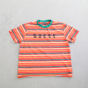 F- 2018 Guess J Balvin Vibras Tour Striped Orange Green Tee