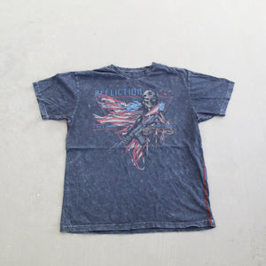 F- Vintage Affliction Freedom Defender Graphic Stone Wash Tee