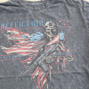 F- Vintage Affliction Freedom Defender Graphic Stone Wash Tee