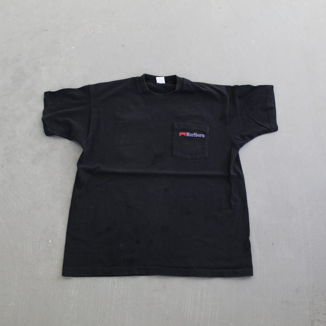 F- Vintage Marlboro Cowboy Silhouette & Logo Pocket Single Stitch Tee