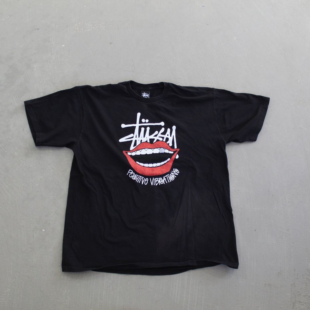 F- Stussy Positive Vibrations & Smile Graphic Tee