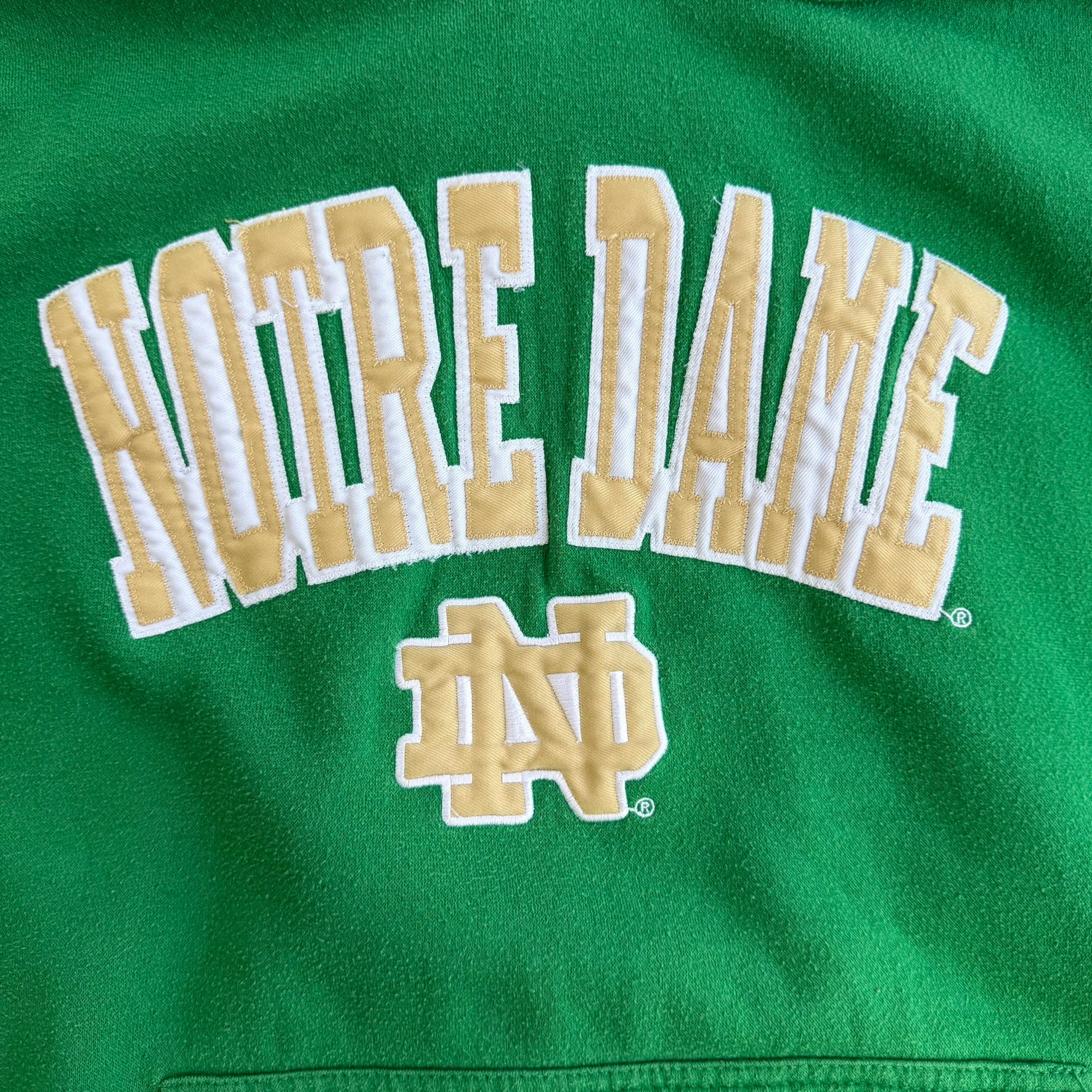 J- Vintage University Of Notre Dame Fighting Irish Puff Print Text Hoodie - XL